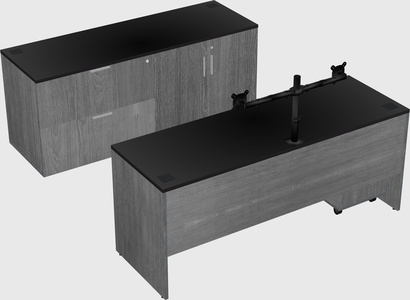 Parallel desk with credenza