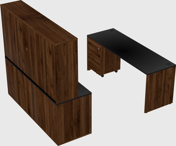 Parallel desk with credenza