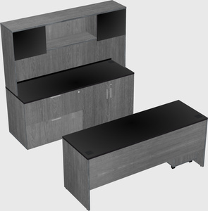 Parallel desk with credenza