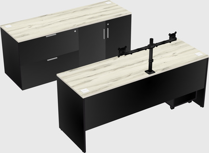 Parallel desk with credenza