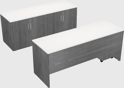 Parallel desk with credenza
