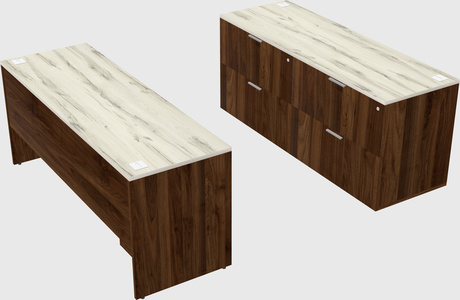 Parallel desk with credenza