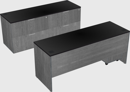 Parallel desk with credenza