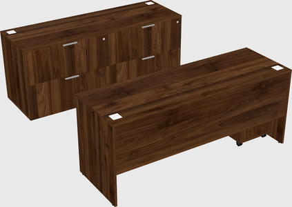 Parallel desk with credenza