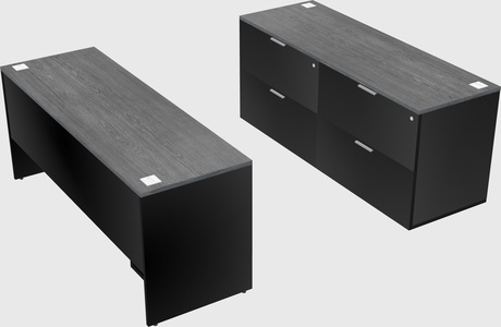 Parallel desk with credenza