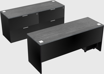 Parallel desk with credenza