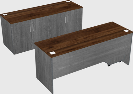 Parallel desk with credenza