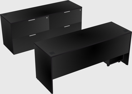 Parallel desk with credenza