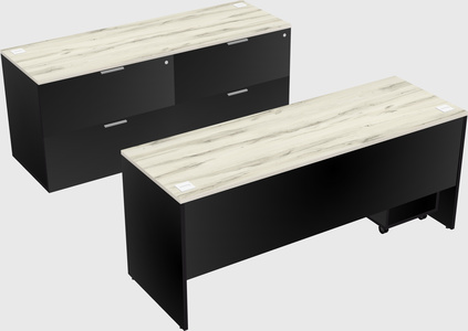 Parallel desk with credenza