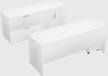 Parallel desk with credenza