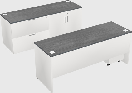 Parallel desk with credenza