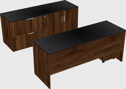 Parallel desk with credenza