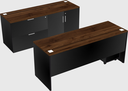 Parallel desk with credenza