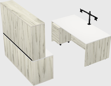 Parallel desk with credenza