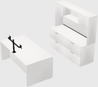 Parallel desk with credenza