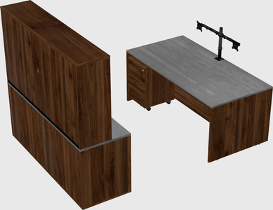 Parallel desk with credenza