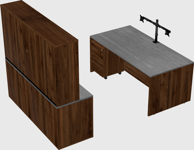 Parallel desk with credenza
