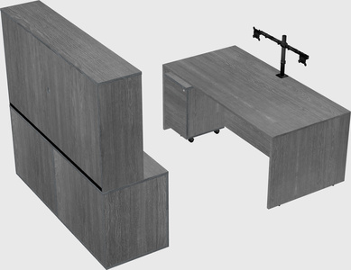Parallel desk with credenza