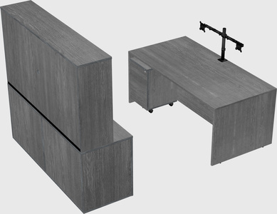 Parallel desk with credenza