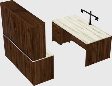 Parallel desk with credenza