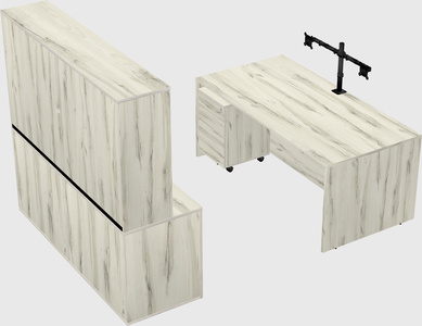 Parallel desk with credenza