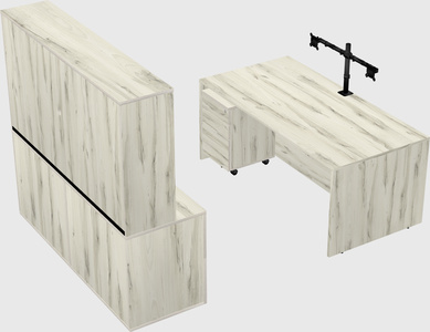 Parallel desk with credenza