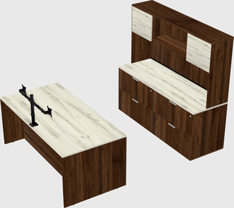 Parallel desk with credenza