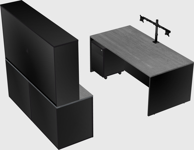 Parallel desk with credenza