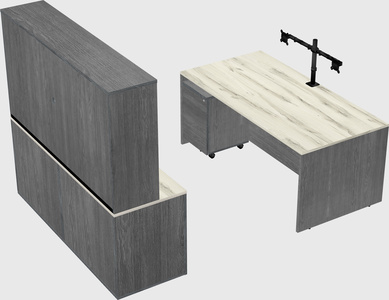 Parallel desk with credenza