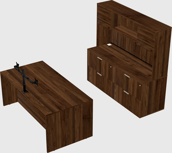 Parallel desk with credenza