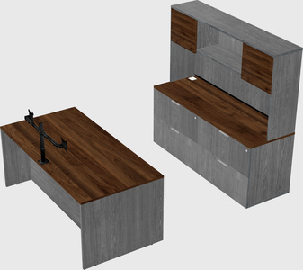 Parallel desk with credenza