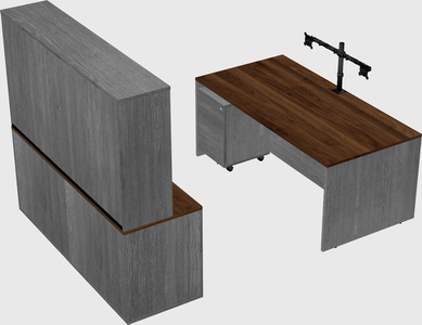 Parallel desk with credenza