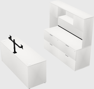 Parallel desk with credenza