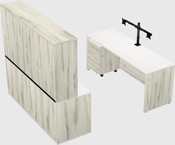 Parallel desk with credenza