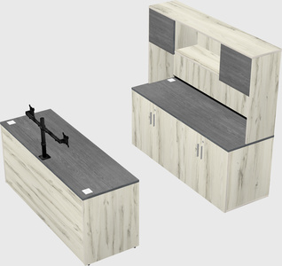 Parallel desk with credenza