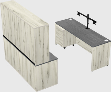 Parallel desk with credenza