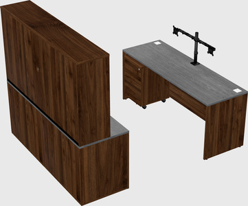 Parallel desk with credenza