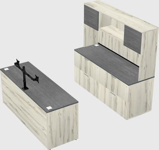 Parallel desk with credenza