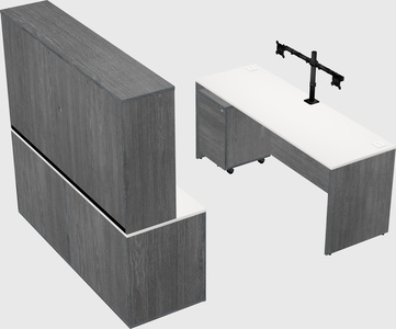 Parallel desk with credenza
