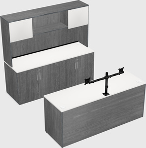 Parallel desk with credenza