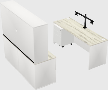 Parallel desk with credenza