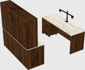 Parallel desk with credenza