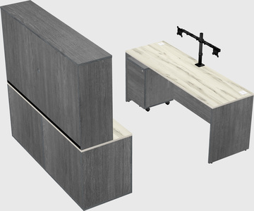 Parallel desk with credenza