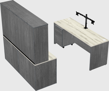 Parallel desk with credenza
