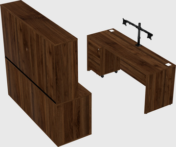 Parallel desk with credenza