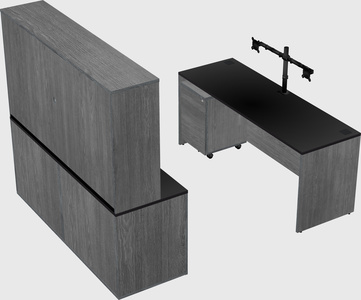 Parallel desk with credenza