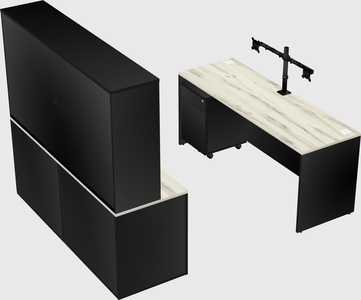 Parallel desk with credenza