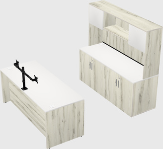 Parallel desk with credenza