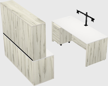 Parallel desk with credenza