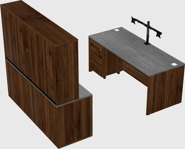 Parallel desk with credenza